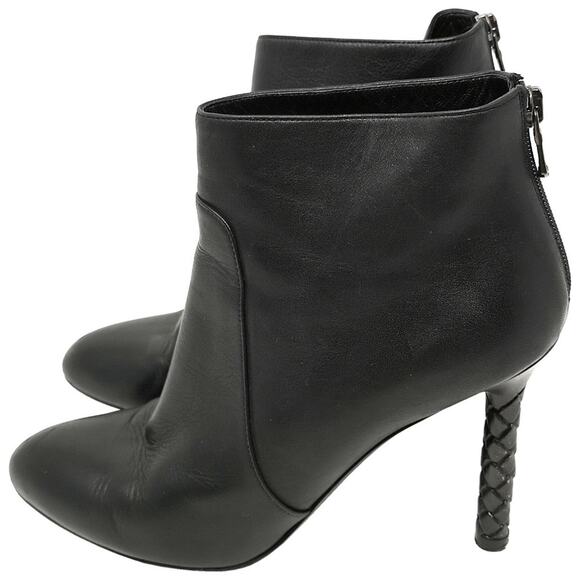 Bottega Veneta Black Leather Braided Heel Ankle Boots 37.5 - Picture 1 of 6